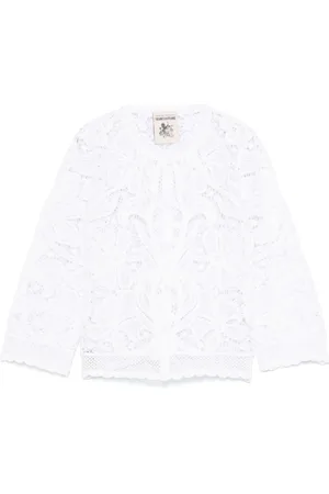 SEMICOUTURE Strik, Dame, Hvid, M, Hvid Sweater med knaplukning