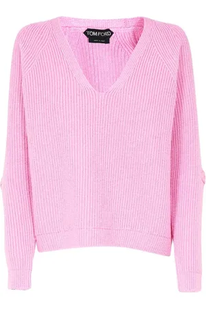 Tom Ford Strik, Dame, Lyserød, XS, Uld, Ribstrikket sweater i uldblanding