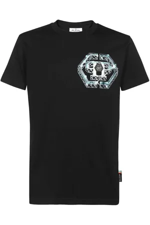 Philipp Plein Top, Herre, Sort, S, Bomuld, Logo Print Bomulds T-shirt