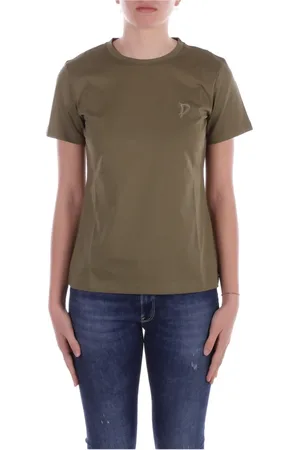 Dondup Top, Dame, Grøn, S, Bomuld, Grøn Logo T-shirt Slim Fit