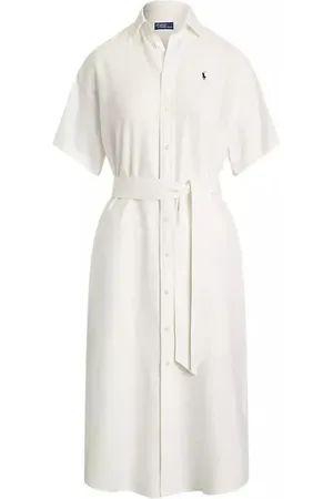 Ralph Lauren Kjole, Dame, Hvid, XL, Elegant Kjole til Kvinder