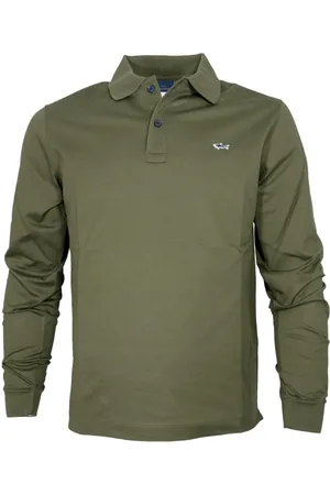 Paul & Shark Top, Herre, Grøn, XL, Bomuld, Langærmet bomuldspikétrøje