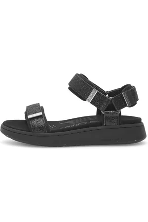 Woden Sko, Dame, Sort, 37 EU, Læder, Glitter Line Sandal Sort Moderne Komfort