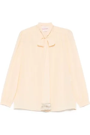 VALENTINO GARAVANI Bluser & Skjorter, Dame, Lyserød, S, Button-Up Skjorte med Rynkede Detaljer