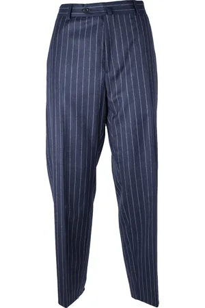 Kenzo Bukser, Herre, Blå, XS, Uld, Elegante Stribede Slim Bukser
