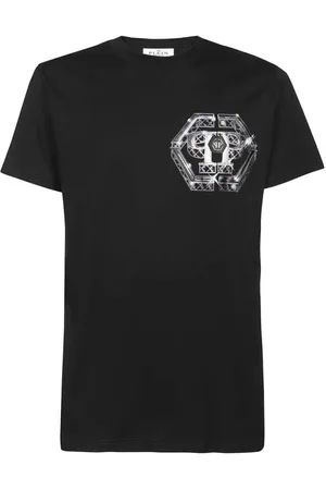Philipp Plein Top, Herre, Sort, 3XL, Bomuld, Logo Print Bomulds T-shirt