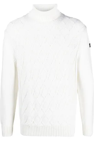 Paul & Shark Strik, Herre, Hvid, 2XL, Uld, Uld Turtleneck Sweater