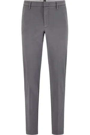 HUGO BOSS Bukser, Herre, Grå, 4XL, Bomuld, Chino Slim Fit Elastisk Bomuldsgabardine