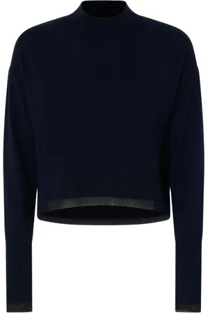Pinko Strik, Dame, Blå, L, Cashmere, Cashmere Lurex Sweater