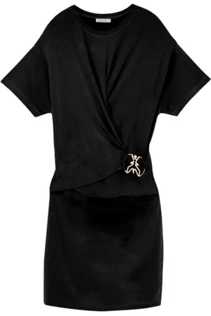Patrizia Pepe Kjole, Dame, Sort, S, Polyester, Kortærmet minikjole med New Fly Strass