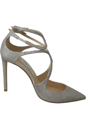 Jimmy Choo Sko, Dame, Grå, 41 EU, Læder, Lancer 100 Platinum Ice Læder Pumps