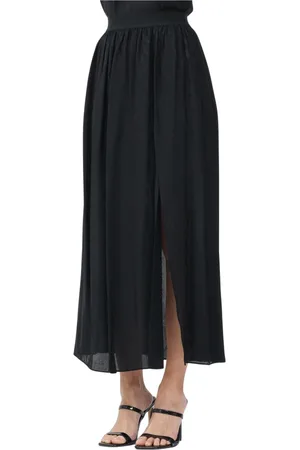 Armani Exchange Nederdel, Dame, Sort, XL, Elegant Sort Logo Print Midi Nederdel