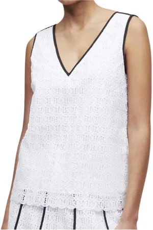 Karl Lagerfeld Top, Dame, Hvid, XS, Ærmeløs Blonde Top