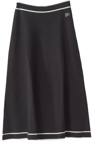 Karl Lagerfeld Nederdel, Dame, Sort, M, Nylon, Elegant Striknederdel