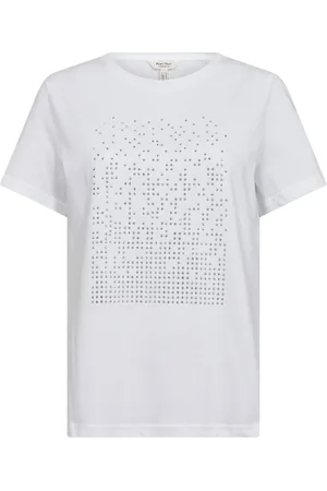 Part Two Top, Dame, Hvid, L, Bomuld, Hvid og sølvfarvet T-shirt med nitter