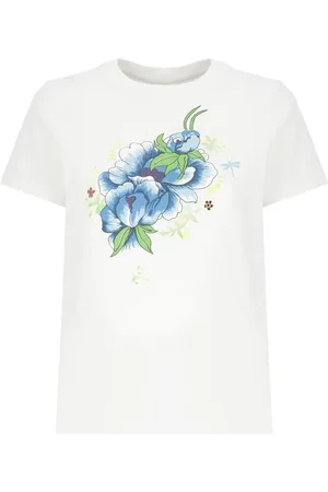 Kenzo Top, Dame, Hvid, XS, Bomuld, Peonies T-shirt