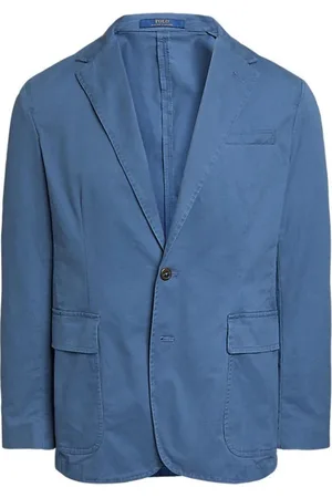 Ralph Lauren Jakke, Herre, Blå, 2XL, Bomuld, Blå Bomulds Sportsjakke med Knapper