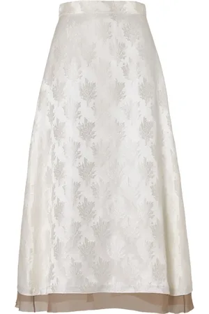 Fendi Nederdel, Dame, Hvid, S, Midi Bouquet Nederdel