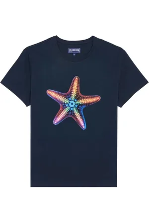 Vilebrequin Top, Herre, Blå, 2XL, Bomuld, Disco Stars T-shirt lavet af bomuld til mænd