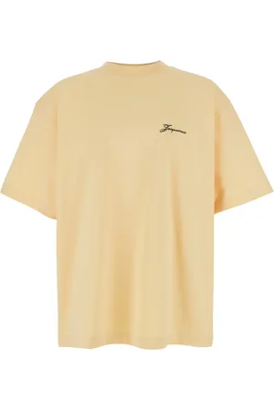 Jacquemus Top, Herre, Gul, XL, Bomuld, Gul Logo Print Bomulds T-shirt
