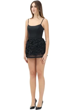 Elisabetta Franchi Kjole, Dame, Sort, S, Tyl, Sort Kort Kjole med Tyl Nederdel