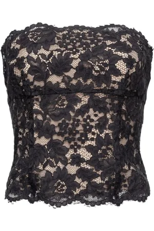 Pinko Top, Dame, Sort, XS, Bomuld, Rebrodé Kort Corset Top
