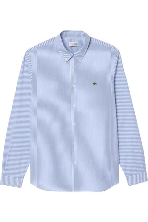 Lacoste Skjorte, Herre, Blå, 2XL, Bomuld, Lysblå Stribet Casual Skjorte