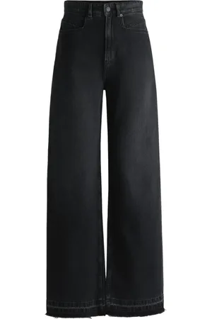HUGO BOSS Jeans, Dame, Sort, W24, Denim, Moderne Wide Leg Denim Jeans