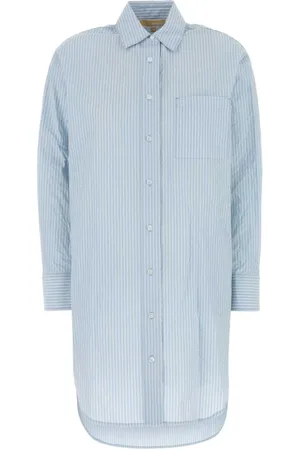 Michael Kors Kjole, Dame, Blå, XS, Uld, Broderet Chambray Skjortekjole