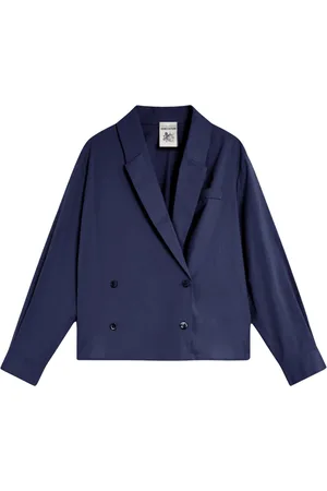 SEMICOUTURE Jakke, Dame, Blå, XS, Dobbeltbrystet poplin jakke med revers