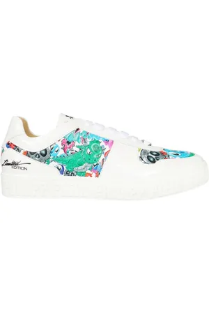 Philipp Plein Sko, Herre, Hvid, 41 EU, Bomuld, Kontrastfarvede Low-Top Sneakers