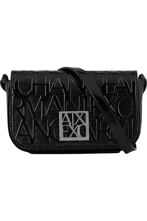 Armani Exchange Taske, Dame, Sort, ONE SIZE, Uld, Sort Crossbody Taske med Metal Logo