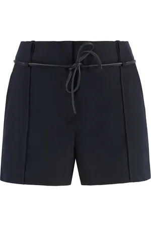 YVES SALOMON Shorts, Dame, Blå, 2XS, Polyester, Højtaljede polyestershorts med bælte
