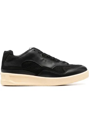 Jil Sander Sko, Herre, Sort, 41 EU, Læder, Sort læder sneakers med stofindlæg