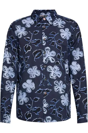 Paul Smith Skjorte, Herre, Blå, M, Blå Blomstret Skjorte med Knapper