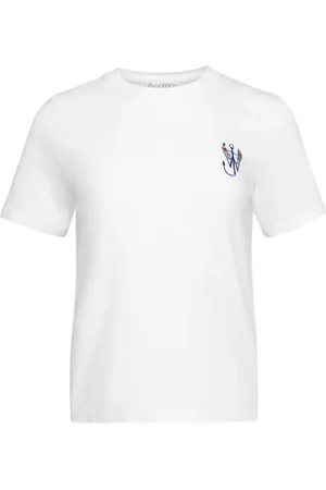 J.W.Anderson Top, Dame, Hvid, XS, Bomuld, Anchor Logo Graphic Print Crew Neck
