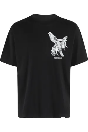 Represent Top, Herre, Sort, L, Bomuld, Elegance Motion T-shirt Sort Kontrast Print