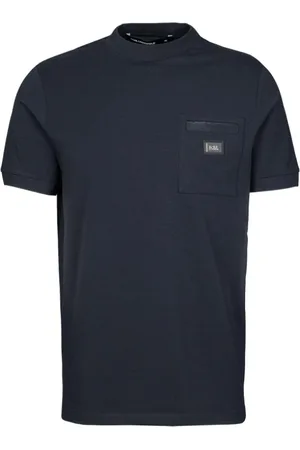 Karl Lagerfeld Top, Herre, Sort, L, Bomuld, Bomulds T-shirt med Patch Lomme