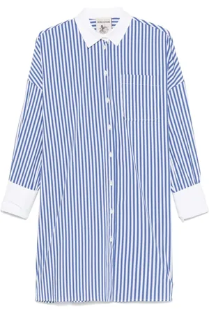 SEMICOUTURE Kjole, Dame, Blå, L, Navy Skjorte med Brystlomme