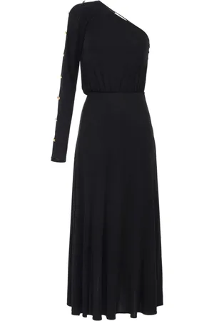 Elisabetta Franchi Kjole, Dame, Sort, XL, Uld, Sorte kjoler med guldmetal knapper