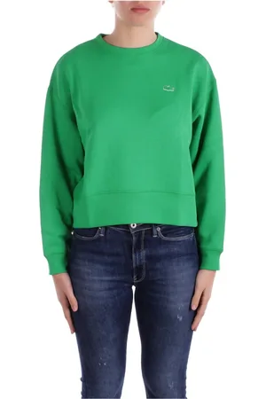 Lacoste Sweathshirts & Hoodies, Dame, Grøn, S, Bomuld, Logo Front og Bag Sweaters