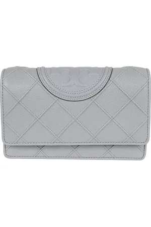 Tory Burch Taske, Dame, Grå, ONE SIZE, Læder, Fleming Soft Polished-Grain Chain Wallet