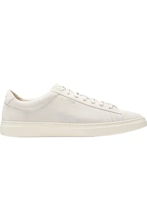 HUGO BOSS Sko, Herre, Grå, 46 EU, Hvide Ruskind Lave Top Sneakers