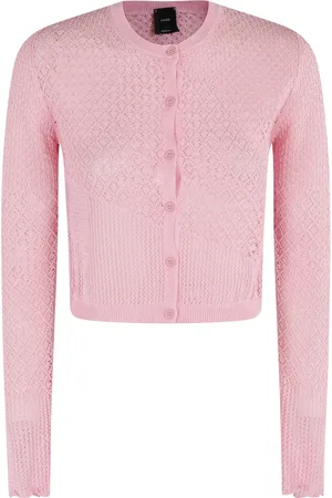 Pinko Strik, Dame, Lyserød, M, Polyester, Hæklet Lurex Cardigan