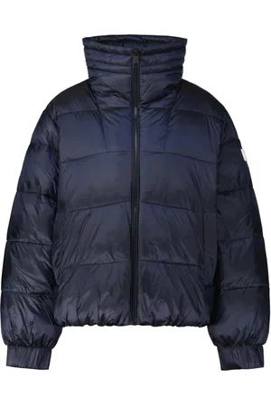 HUGO BOSS Jakke, Dame, Blå, L, Uld, Polstret jakke med høj krave
