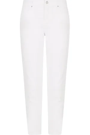 Armani Exchange Jeans, Dame, Hvid, W31, Denim, Hvide Skinny Jeans med Kinesisk Broderi
