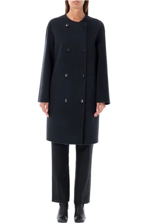 Serafini Frakke, Dame, Sort, M, Uld, Double Breasted Grigio Coat Aw24