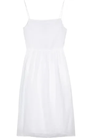 Tommy Hilfiger Kjole, Dame, Hvid, XS, Tyl, Linen Midi Slip Dress