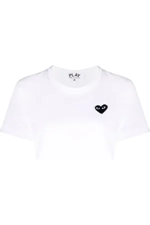 Comme des Garçons Top, Dame, Hvid, S, Bomuld, Hjerte-Broderet Motiv T-Shirt Hvid