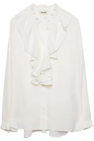 Zadig & Voltaire Bluser & Skjorter, Dame, Hvid, S, Bomuld, Pleated Bib Ruffle Shirt